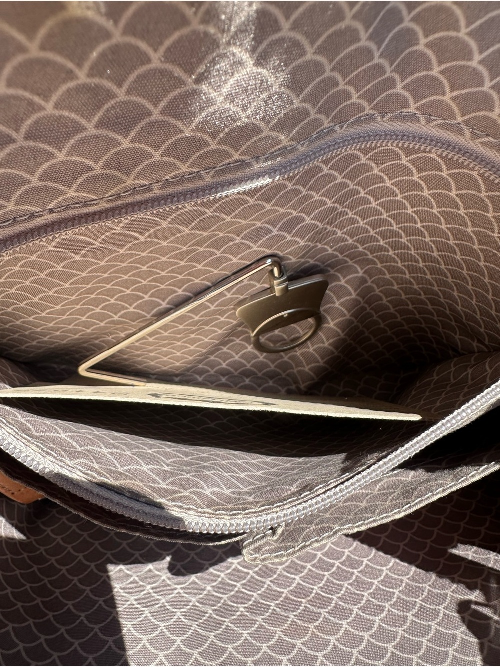 Brighton Navy Blue pebbled leather with Tan Leather Patch Tote - Picture 7 of 15